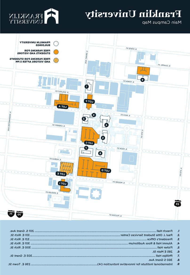 俄亥俄州哥伦布市中心mg不朽情缘游戏网址校园的学生停车地图.